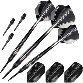 Viper Black Flux 90% Tungsten Professional Steel or Soft Tip Conversion Dart Set, 20 Grams, Black/Silver