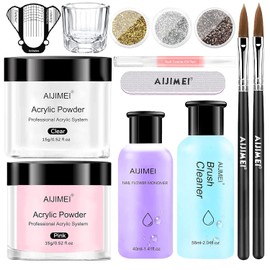 AIJIMEI Acrylic Powder Nail Kit with Professional Liquid Monomer and Acrylic Brush Cleaner,Acrylic Nail Tools Set Extension Nail System