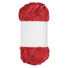 MECCANIXITY Velvet Chenille Yarn Bulky Fluffy Chunky Yarn for Crochet Soft Chenille Blanket for Hand Knitting Crocheting (Red, 87.5 Yards/80m)