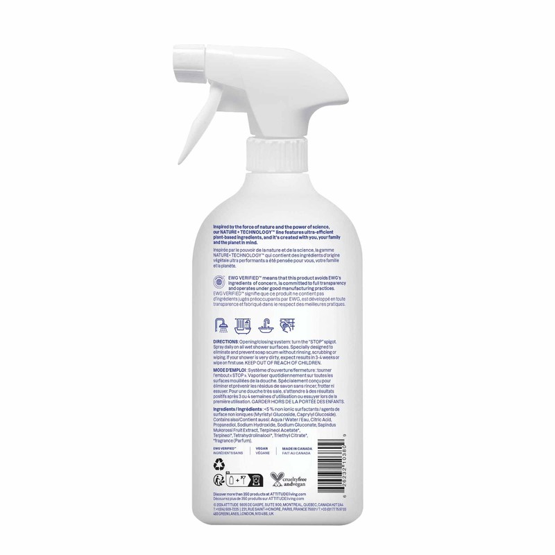 ATTITUDE Shower & Tile Cleaner, EWG Verified, Plant-Based & Vegan