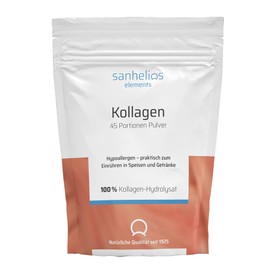 Sanhelios® Premium Collagen Powder - For Skin, Muscles and Bones - 100% Collagen Hydrolysate Peptides Type 1, 2 and 3-450 g = 45 Servings - Easily Soluble, Tasteless, No Additives