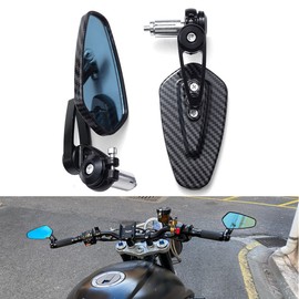 7/ 8'' Motorcycle Rearview Mirror Carbon Fiber 22mm Handlebar Side Mirror Modified Inverted Rear Mirror for Cafe racer Bobber