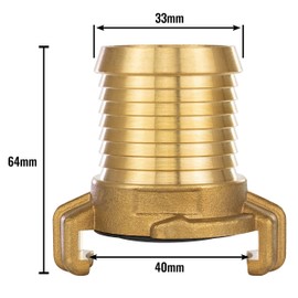 Poppstar 2 Brass Quick Couplings 1 1/4 Inch Nozzle (System Geka Coupling to 1 1/4 Inch Hose Nozzle) for 32 mm Hose Inner Diameter