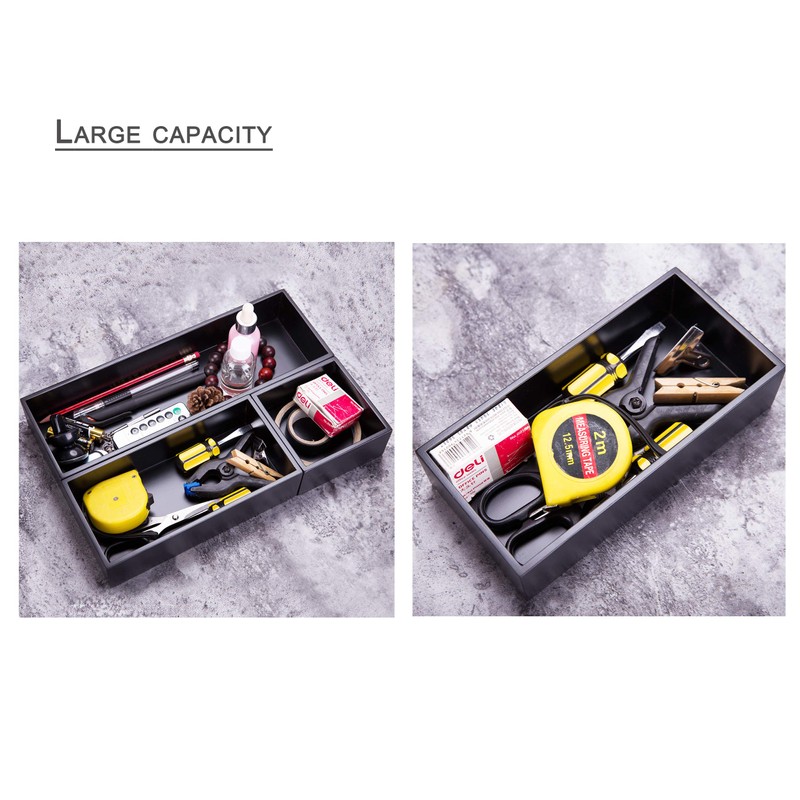 Sansnow Bamboo Drawer Organizer Box for Office Home Black 12"4"