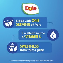 Dole Diced Peaches and Cherry Mixed Fruit in 100% Juice Variety Pack - Dole Fruit Bowls Snacks - 4 oz Bowls - 16 Pack