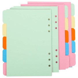 Xinzistar 20 Sheets A5 Ring Binder Dividers A5 Subject Dividers Paper Sheet Index Tab Colourful Punched File Cards 6 Holes for Binder Notebook A5 6-Hole Punched Colorful Ring Binder Divider
