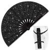 Raveahem Glitter Large Rave Folding Clack Hand Fan with Holster