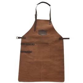 MApBer Leather Apron BBQ Apron Oven Apron Garden Apron Leather Apron, brown