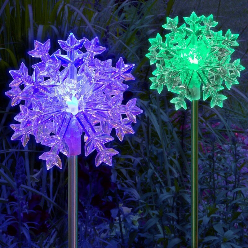 JAYXC HOME Set of 2 Big Snowflakes 3D Solar Garden