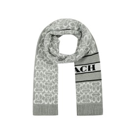 Coach Women's Signature C Logo Knit Scarf, Chalk, One Size