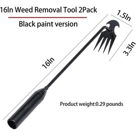 Garden Weed Pulling Tool Uprooting Weeding Tool, 4 Teeth Weed Puller Tool Manganese Steel Garden Weeder Tool for Vegetable Gardening Planting (Black, 2 Pack, 16 inches) - Color: 2 packs