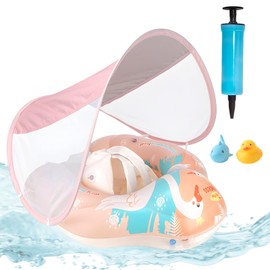 ACTOYS Swimming Ring Baby Swimming Ring with Sun Canopy, Swimming Trainer Baby Swimming Aid Swimming Ring (Swan, XL from 2 to 6 Years)