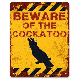 Print Crafted - Beware Of The Cockatoo | Vintage Metal Garden Yard Warning Sign | Bird Aviary