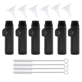 Metal Snuff Bullet Kit (16 Pack) Snuff Bullet Kit- Aluminum Alloy Locket Powder Dispenser Small Funnel Cleaning Brush Tool Portable Sninner Bottle Travel Storage Set (Black Set)