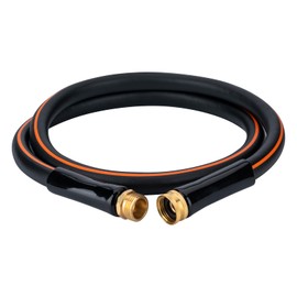 EASTRANS Short Garden Hose 15 ft x 5/8", Heavy Duty Black Orange Water Hose with 3/4" Solid Brass Connector, Flexible, Lightweight, Durable, Male to Female