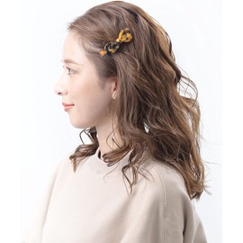 VingTAINE H7462-BE- Tortoise Shell Style Ribbon Hair Clip Patterned Beak Clip Marble Simple Gift