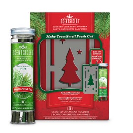 Scentsicles, 1 Trio Christmas Tree Ornament Set and 1 Bottle White Winter Fir Scented Sticks
