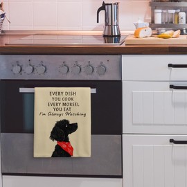 AMM Funny Dog Kitchen Towels Decorative Dish Towels, Dog Mom Gifts for Women Dog Lovers, 16x27 Inch Poodle Dog Dish Cloths Absorbent Soft Microfiber for Kitchen Decor