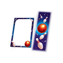 6 Bookmarks + 6 Mini Notepads + 6 Gift Bags (Natural) + 6 Stickers Bowling Bowling Party Colourful Party Bag Guest Gift for Children's Birthday Boys Girls
