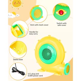 Step4Fun Bounce House Air Blower for Inflatables, 680 Watt ETL Certified Electric Blower, Perfect for Inflatable Bounce House Water Slide and Bouncy Castle Indoor & Outdoor Yellow