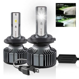 Chemini 2Pcs 55W H7 LED Headlight Bulb 10000LM 6000K Xenon White Replace for Car Halogen Headlight Bulb or High/Low Beam