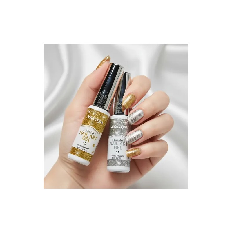 2 Pzas Esmalte Delineador Para Uñas Acrílicas Gel Glitter