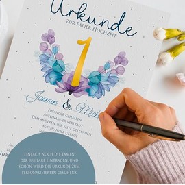 Rubinhochzeit Karte Geschenk Urkunde zum 40. Hochzeitstag personalisierbar DIN A4 | Geschenkidee Rubin Hochzeit Ehe Jubil√§um Gl√ºckwunschkarte (40. Hochzeitstag Rubinhochzeit)