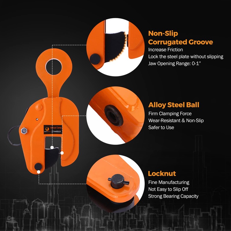 BEAMNOVA 2 Ton 4400 lbs Vertical Plate Lifting Clamp Sheet
