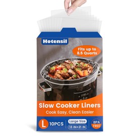 Hotensil Slow Cooker Liners 10 Count 13" x 21" Pot Liners Fit 3QT to 8 QT Pots Easy-Cleaning Cooking Bags