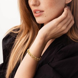 Joo&Rind Women's Gold Bracelet, Bamboo Knot Bracelets, 18 K Gold-Plated Stainless Steel Bracelet, Women's Wrap Bracelet, Gifts for Women, Yellow Gold, No gems