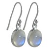 I-be, Rainbow Moonstone Gemstone Earrings Oval 925 Silver, Length 3