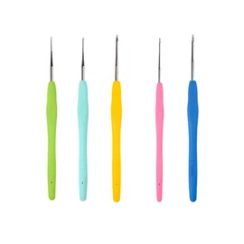 5 Ergonomic Crochet Hooks, Metal Crochet Hooks Set with 0.5mm, 0.75mm, 1mm, 1.25mm, 1.5mm Needles, Comfortable Grip for Lace, Amigurumi, and Arthritis-Friendly Crocheting