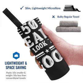 DARLEKS Happy 50th Birthday Beach Towel Oversized, Microfiber Beach Towel with Pocket Sand Free Beach Blanket Lightweight Thin Towels 31.5"X63"