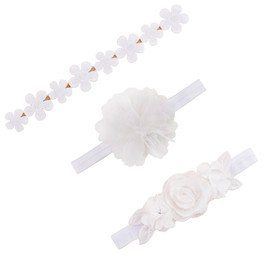 NUWAJP Baby Girl Headbands and Bows, 3 Pcs Soft Flower Nylon Elastic Hair Bands Headband Bow Cute Hair Accessories for Infant Toddler
