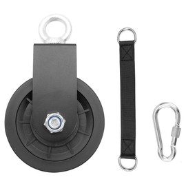 Gorise 2Pcs Pulley System with Hanging Strap Carabiner,Fitness Swivel Pulley Wheel for DIY Home LAT Pulldown and Lift Cable Machine