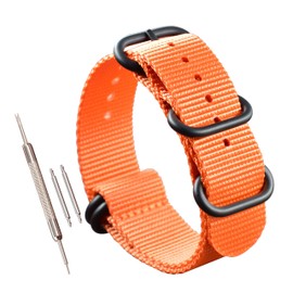 MZBUTIQ 18mm Orange Men's Ballistic Nylon Watch Strap Replacement Band Wrist Band 5 Rings
