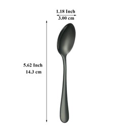 Evanda Black Teaspoon, 12 x 14 cm, Coffee Spoons Made of Titanium, Black Plated, Stainless Steel, Espresso Spoon, Dessert Spoon, Small Spoon, Cutlery for Tea, Coffee, Dessert, Dishwasher Safe