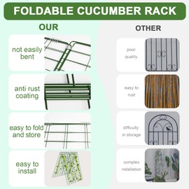 Eunice Cucumber Trellis for Raised Bed，48 x 34 Inches 1 Pack Foldable A-Frame Trellis for Clibing Plants Outdoor - Cattle Panels for Garden Trellis Vegetable Grape Tomato Garden Supplies