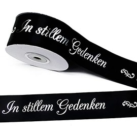 CaPiSo 5 m Mourning Ribbon 40 mm Width Black with Silver Lettering for Mourning Grief Ribbon Commemoration Bow Funeral Urn Burial Grave Decoration (5)