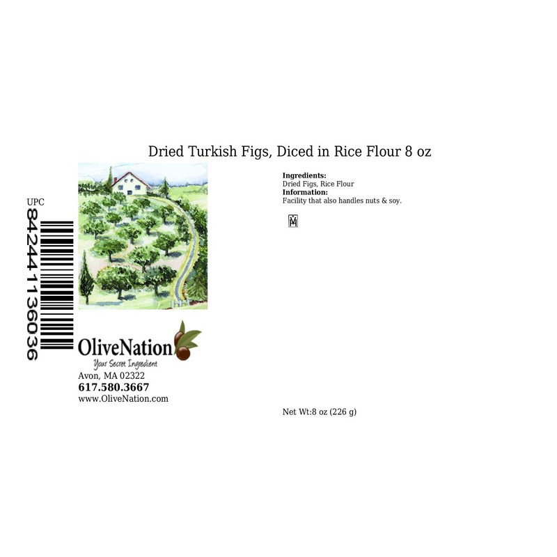 OliveNation Dried Turkish Figs, Diced in Rice Flour, Perfect for
