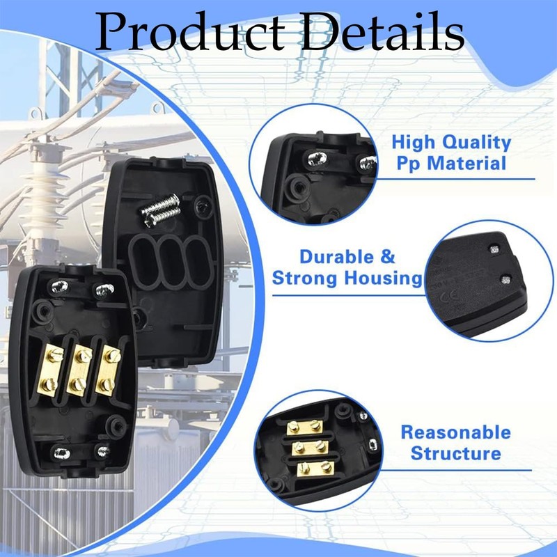 2 x 3 Terminal Electrical Junction Box Flex Connector, Black