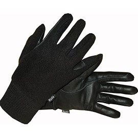 Ryda Ladies Fleece Back Leather Winter Horse Riding Gloves (Black, Medium)