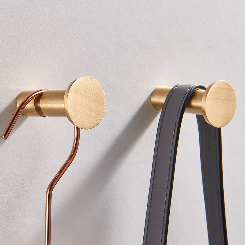 TECI Solid Brass Gold Hooks(2 Pack) Heavy Duty Wall Mounted.Perfect