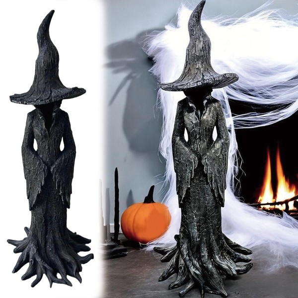 YcsRnn Halloween Witch Statue Resin Witch Figure,Decorative Gothic Spooky Standing