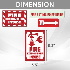 Pack 8 Pcs Fire Warning Signs Extinguisher Inside Sticker for House Indoor Outdoor Window Business Store Caution Labels Bumper Stickers Removable Vinyl Decals Home Accessories