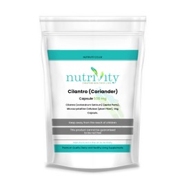 Heavy Metal Detox Supports and Aids Digestive Health Cilantro Coriander 500mg Vegan Capsule Antioxidant Healthy Skin Immune Health Manufactured in The UK by Nutrivity 120 Caps