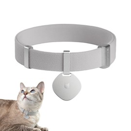 BuddyArmor Safety Cat Collar Pro Pendant Tag Set - U.S. IDA Gold Award Design, Elastic Quick Release Non Breakaway Cat Collar Adjustable with Charm for Kitten Small Large Cats (Glacier Silver, M)