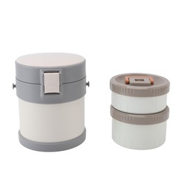 Insulated Food Jar, Stainless Steel Vacuum Lunch Container Thermal Containers for Hot Food, 2 Tiers Leakproof Stackable Thermal Lunch Box Containers for Work Office Outdoors