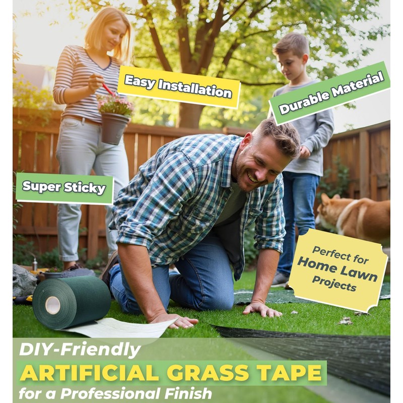 Linghou Self-Adhesive Artificial Grass Seam Tape, Weatherproof Turf Joint Tape