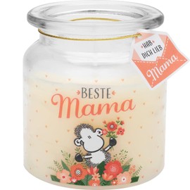 Sheepworld Kerze im Glas "Mama" | Duftkerze, Vanille, Höhe 9 cm, Durchmesser 7,5 cm, Glas mit Motivdruck | 48012